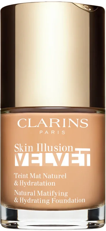 Clarins Skin Illusion Velvet - Тональная основа с матовым финишем и питательным действием, 30 мл, оттенок 107C
