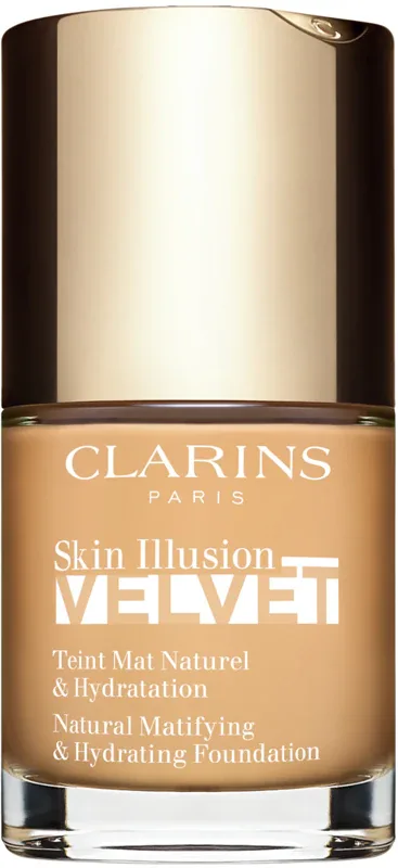 Clarins Skin Illusion Velvet - Тональная основа с матовым финишем и питательным действием, 30 мл, оттенок 105.5W