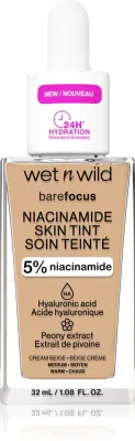Wet n Wild BareFocus Niacinamide Skin Tint - Легкое увлажняющее тональное средство, 32 мл, оттенок Cream Beige (Warm)