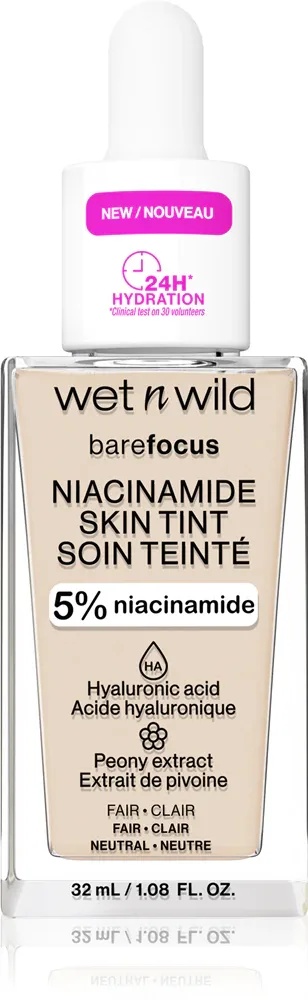 Wet n Wild BareFocus Niacinamide Skin Tint - Легкое увлажняющее тональное средство, 32 мл, оттенок Fair (Neutral)