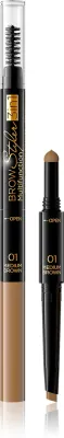 Eveline Cosmetics Brow Styler - Точный карандаш для бровей 3 в 1, 1 г, оттенок 01 Medium Brown