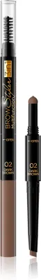 Eveline Cosmetics Brow Styler - Точный карандаш для бровей 3 в 1, 1 г, оттенок 02 Dark Brown