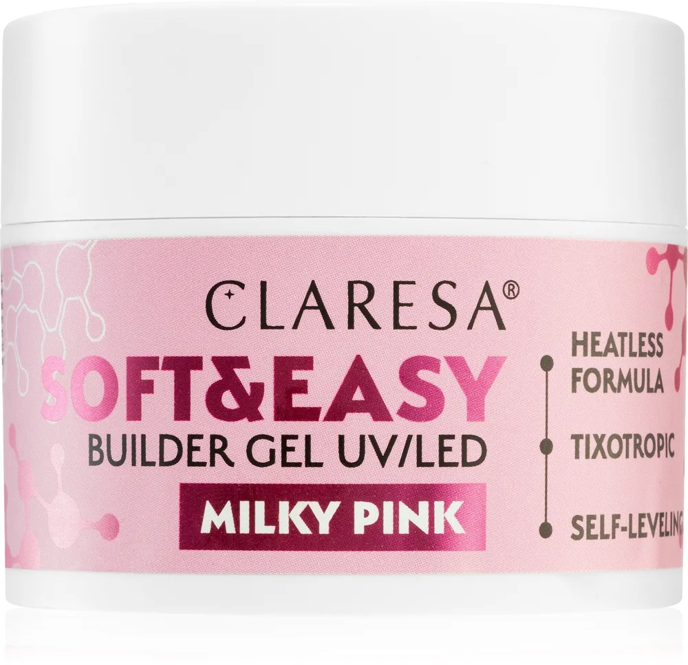 Claresa Soft&Easy Builder Gel - Гель-подложка для ногтей, оттенок Milky Pink 45 г