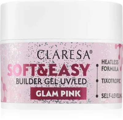 Claresa Soft&Easy Builder Gel - Гель-подложка для ногтей, оттенок Glam Pink 45 г
