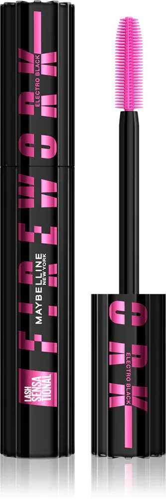 MAYBELLINE NEW YORK Lash Sensational Firework - Тушь для ресниц, увеличивающая объем, удлиняющая и подкручивающая, супер черная оттенок Electro Black, 10 ml