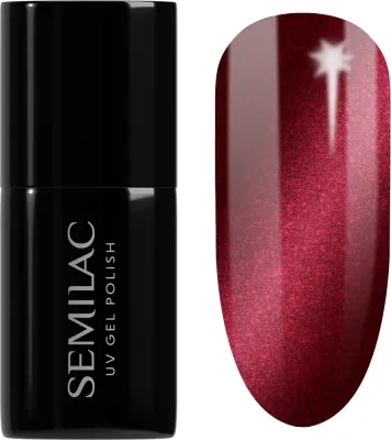 Semilac UV Hybrid Silk Effect - Гибридный лак для ногтей с использованием УФ / СВ-лампы, 7 мл, оттенок 467 Red Candle Flash