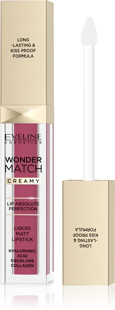 Eveline Cosmetics Wonder Match - Долговременная матовая помадка в жидкой форме с гиалуроновой кислотой, 6 мл, оттенок 10 Berry Rose