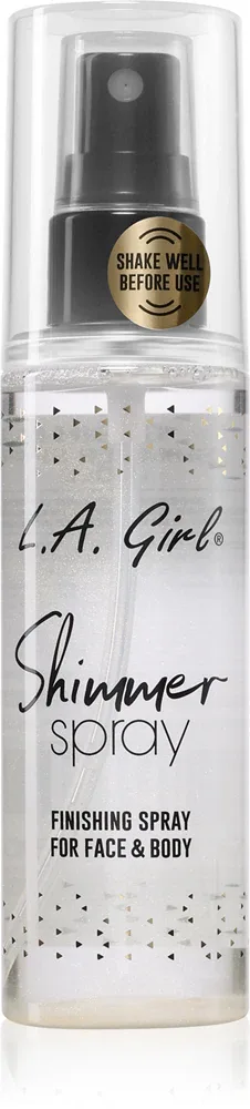 L.A. Girl Cosmetics Shimmer Spray - Спрей для фиксации макияжа для лица и тела. Подчеркивает загар. оттенок Gold, 80 ml