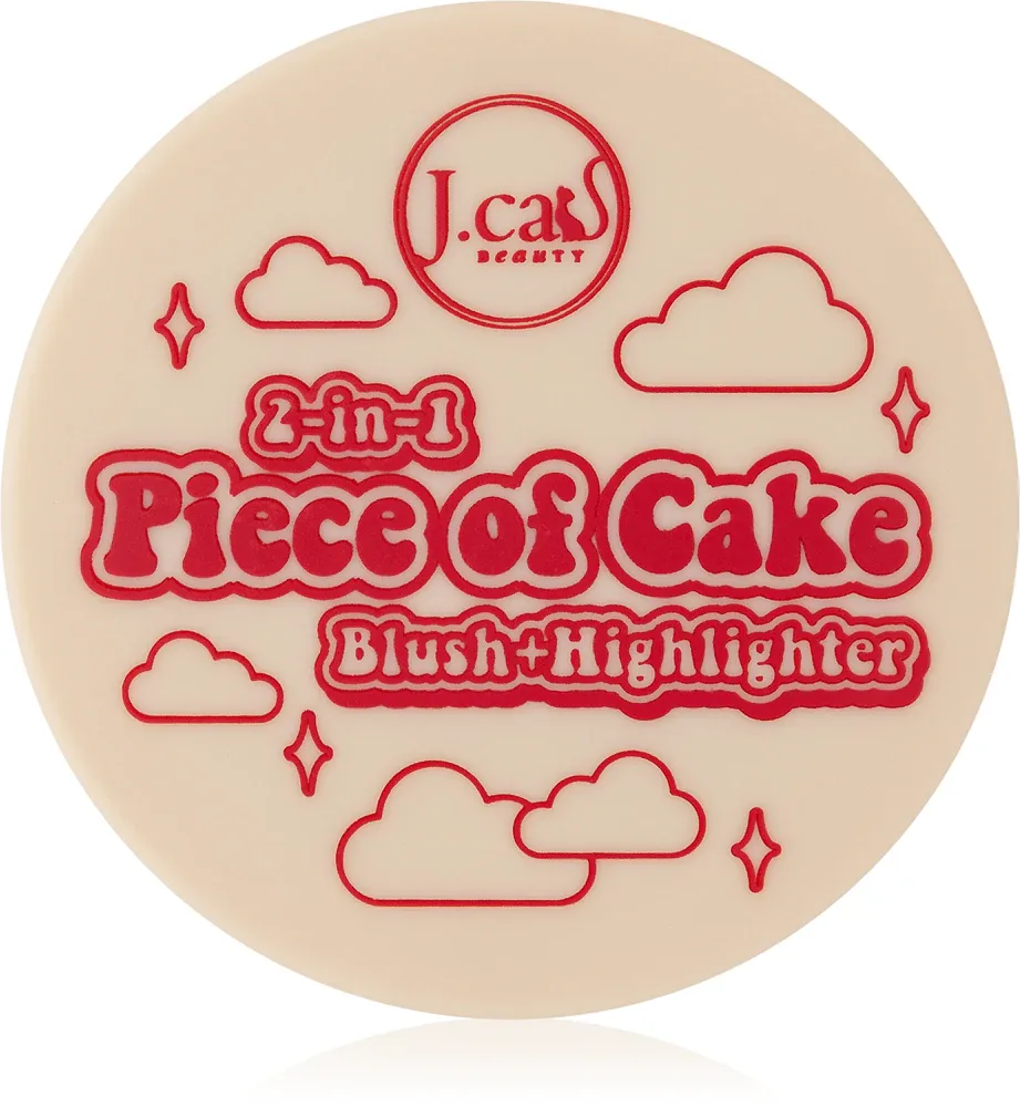 J.Cat Beauty 2 In 1 Piece Of Cake - Румяна с хайлайтером для скул, оттенок Cherry Sweet