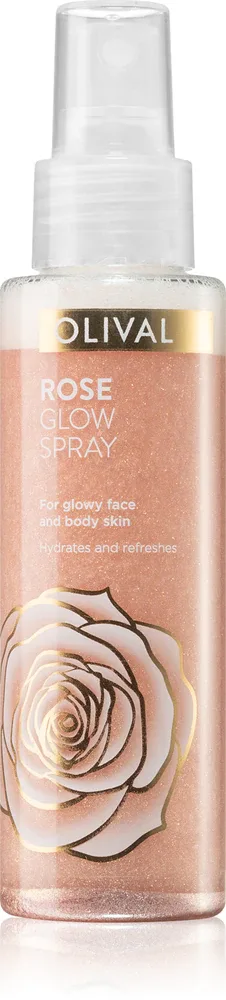 Olival Rose Glow - Сияющий спрей для лица и тела с блестками, 100 ml