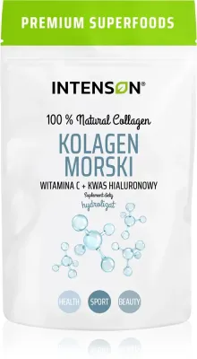 Intenson Kolagen morski Kwas Hialuronowy +Witamina C - Порошок для приготовления напитка для красивых волос, кожи и ногтей, 60 г