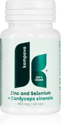 Kompava Zn+Se+Cordyceps Sinensis - Капсулы для детоксикации организма, поддержки иммунитета и для красивой кожи, волос и ногтей., 60 kapsułek