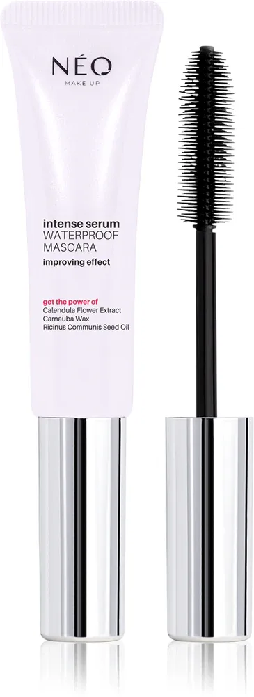 NEO MAKE UP Intense Serum Waterproof Mascara - Водостойкая тушь для ресниц, придающая объем и разделяющая ресницы оттенок Black, 9 ml
