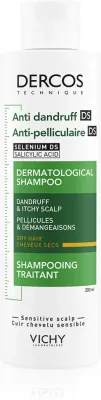 Vichy Dercos Anti-Dandruff - Шампунь против перхоти для сухих волос., 200 мл