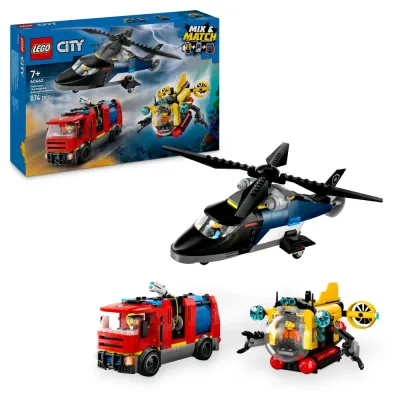 Конструктор LEGO City 60462 Вертолёт, пожарная машина и подводная лодка