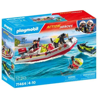 Игровой набор Playmobil 71464 Пожарный катер с гидроциклом 71464 52 детали