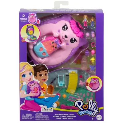 Mattel GKJ63 JBJ91 — Компактный игровой набор Polly Pocket Семья ёжиков в сумочке с аксессуарами JBJ91