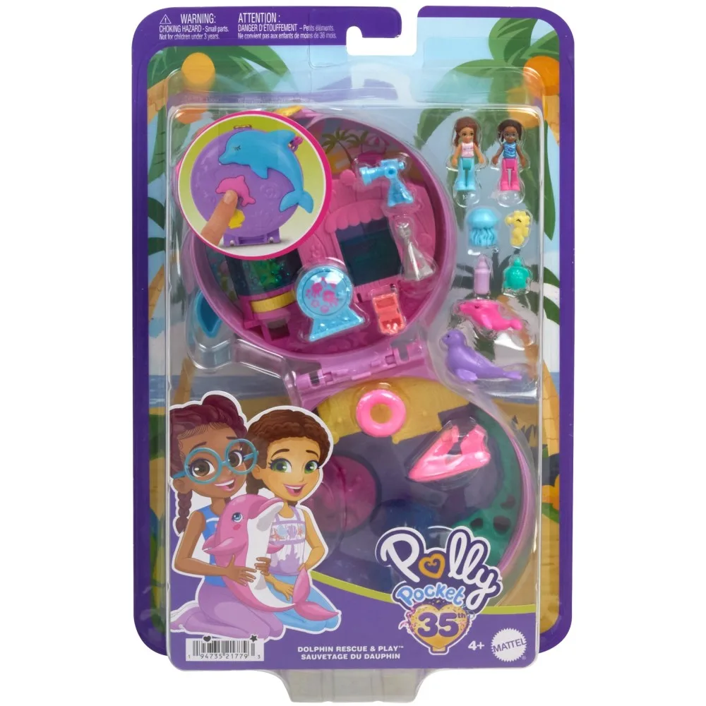Polly Pocket - Аквариум Дельфина Компактный набор + 2 куколки + аксессуары HWN96