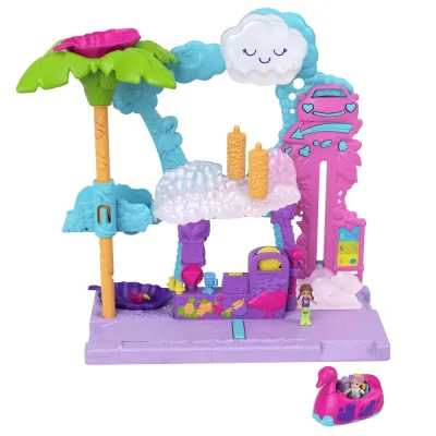 Mattel HHJ05 — Игровой набор Polly Pocket Мойка-фламинго с 2 куколками, зверюшками и машинкой HHJ05