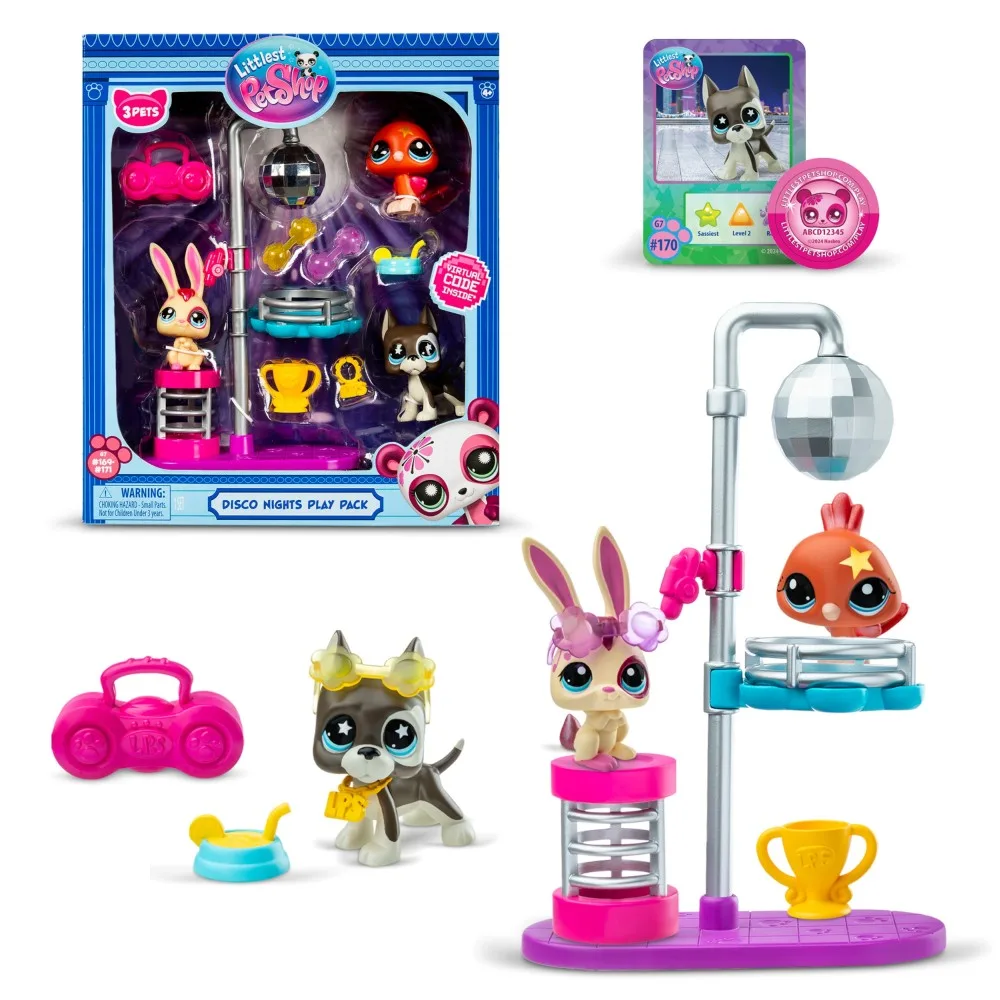 TM Toys LPS00637 — Игровой набор Littlest Pet Shop «Диско» с тремя зверюшками и аксессуарами