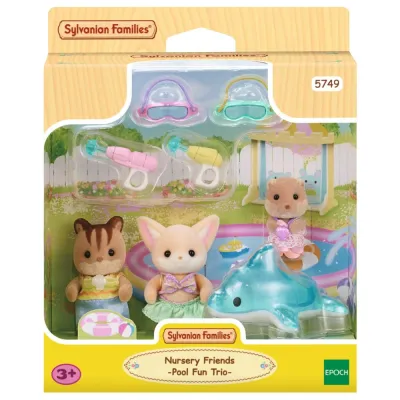 Epoch 5749 — Sylvanian Families «Забавы в бассейне — три фигурки зверят Baby Trio» 5749
