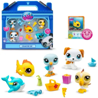 Littlest Pet Shop - Пляжный набор с пятью животными 5-ПАК + аксессуары LPS00517