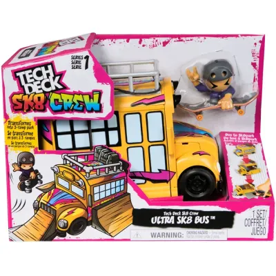 Spin Master 13911 20148720 — Tech Deck Sk8 Crew «Ультра-скейт-автобус» с рампой и фигуркой на скейтборде 20148720