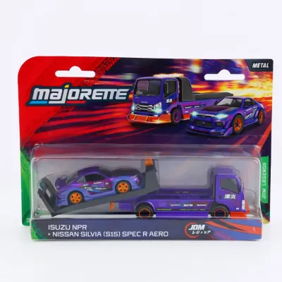 Набор Majorette JDM Legends Isuzu NPR 4103000 2 с Nissan Silvia (S15) на автовозе 4103000