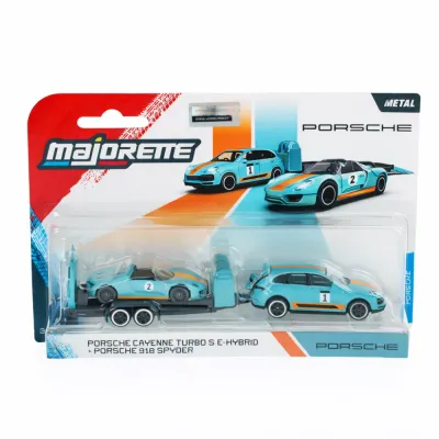 Набор Majorette 2103001 3 Два металлических автомобиля Porsche Taycan 1:64 с автовозом 2103001