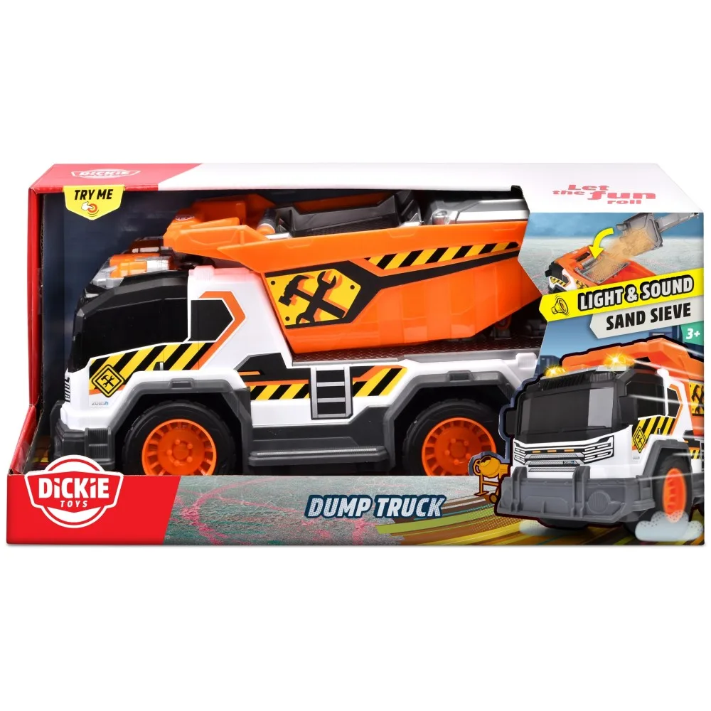 Самосвал Dickie Action 3306025 30 см со светом, звуком и песочными аксессуарами 3306025