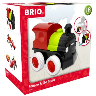 Локомотив BRIO 30411 с эффектом пара на батарейках деревянный от 18 месяцев