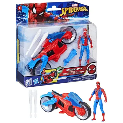 Hasbro Marvel SPIDER-MAN - Мотоцикл Web Blast Cycle с пусковым устройством + фигурка F6899