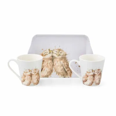 Royal Worcester Набор чашек Wrendale Designs 2 шт. по 180 мл с подносом с совами X0011658893