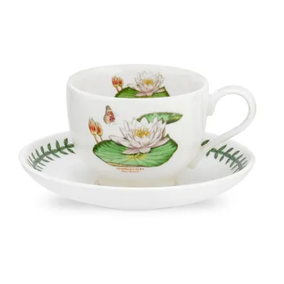 Portmeirion Экзотическая чайная чашка Botaic Garden 200 мл с блюдцем Белая водяная лилия EG04107-B