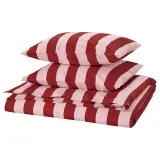 IKEA SLÅNHÖSTMAL (ИКЕА СЛОНХОСТМАЛ) — Пододеяльник и 2 наволочки, темно-красный в полоску.200x200/50x60 см — фото 1