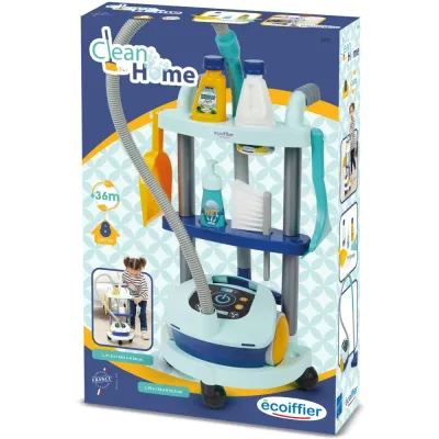 Набор Ecoiffier Clean Home 2772 тележка для уборки с пылесосом и 8 аксессуарами для детей от 3 лет