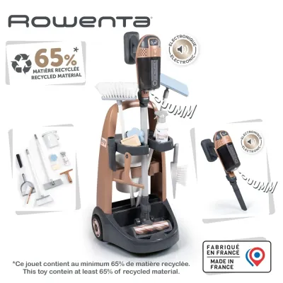 Набор Smoby Rowenta 330326WEB тележка для уборки с пылесосом и 10 аксессуарами для детей от 3 лет