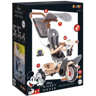 Детский трёхколёсный велосипед Smoby 741402 Микки Маус Baby Balade Plus от 10 месяцев