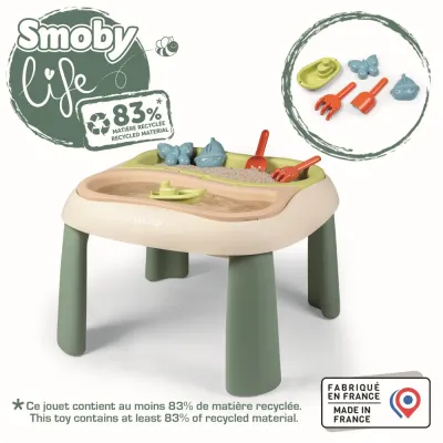 Водный столик Smoby 840111 2в1 с песочницей и 5 аксессуарами для детей от 18 месяцев