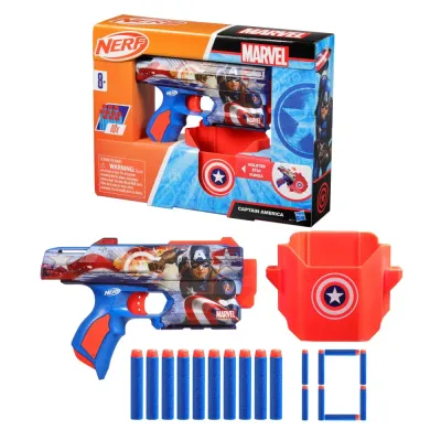 Hasbro F9717 — Бластер Nerf Marvel «Капитан Америка» с 10 стрелами F9717