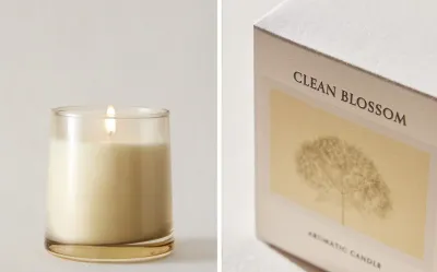 Zara Home Свеча ароматическая Clean Blossom 180 г, растительный воск, аромат цветочный, Розовый