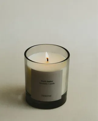 Zara Home Свеча ароматическая Dark Amber 200 г, растительный воск, аромат восточный древесный, Коричневый