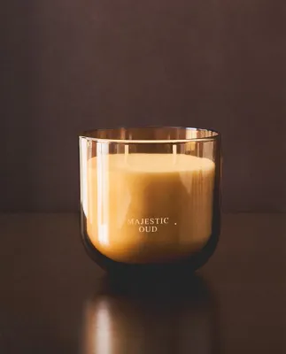 Zara Home Свеча ароматическая Majestic Oud 400 г, растительный воск, аромат восточный древесный, Коричневый