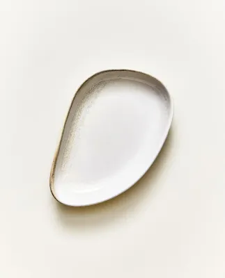 Zara Home тарелка из каменной керамики, цвет бежевый, 14 см