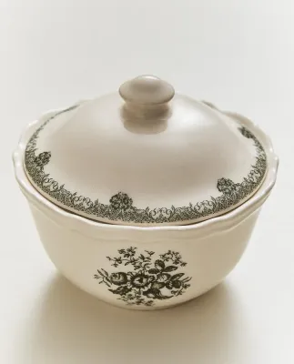 Zara Home сахарница из фаянса, цвет тёмно-зелёный, 10.5 см