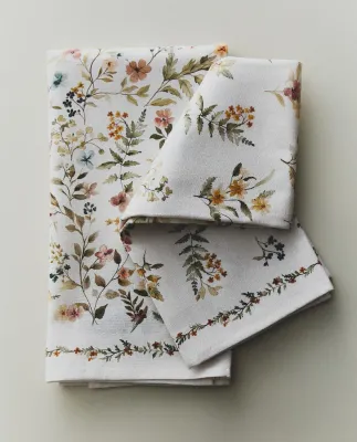 Zara Home кухонное полотенце из хлопка, цветочный мотив, 60 40 см (комплект 2 шт.) · 7240/026