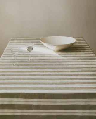 Zara Home скатерть из льна, узор в полоску, 300 200 см