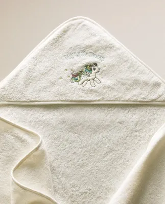 Zara Home Детское полотенце с капюшоном из хлопка, кремовый, 100x100 см