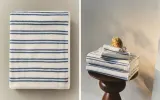 Zara Home Полотенце для лица и рук из хлопка, синий, в полоску · 2540/013 — фото 1