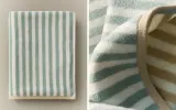 Zara Home Полотенце для лица и рук из хлопка, зелёный, в полоску · 1520/013 — фото 1